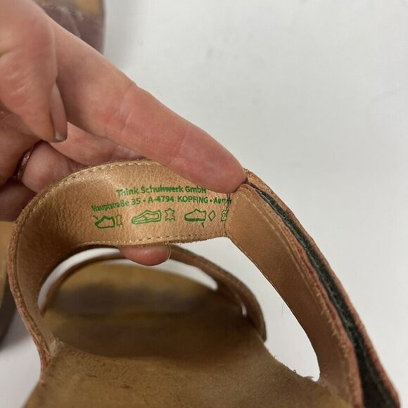 Think! Julia Slip On Cork Sandals Sz 10 Floral Leather Slides Comfortable Artsy - Picture 7 of 8